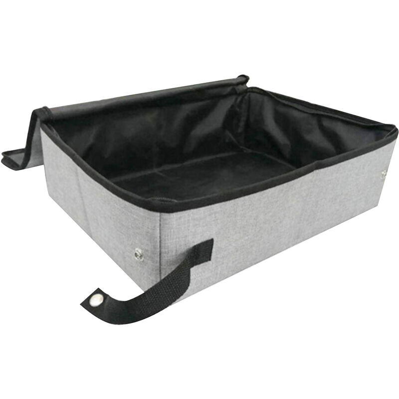 

Caja de arena para gatos de viaje, caja de arena portatil para gatos, con tapa,Gris, S