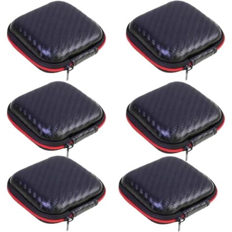 Caja de auriculares portátil de 6 piezas, mini bolsa de EVA, bolsa de almacenamiento, estuche rígido con cremallera, se puede usar para auriculares/Bluetooth/cable de carga/llave, etc.