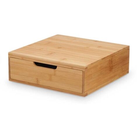 Caja de bambú natural para cápsulas de café, 8 compartimentos, 30 x 30 x 10 cm, marrón