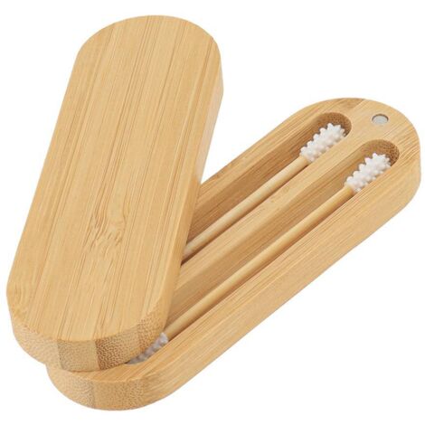 Caja de bambu para bastoncillos x 2 silcione bambu reutilizable - bamboo - Tendance