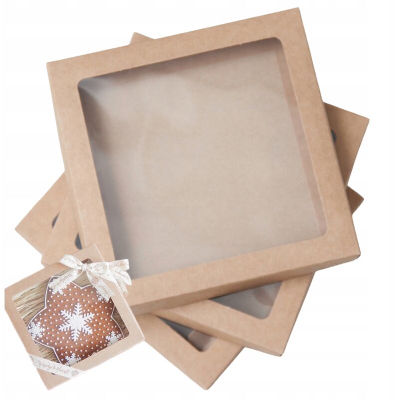 Caja de cartón con ventana para galletas de jengibre y regalos 15x15cm x10