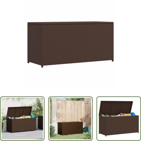 Caja de cojines -  Caja de almacenaje jardín ratán sintético marrón 120x50x60 cm