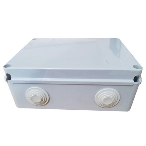 Caja de conexión estanca rectangular IP55/IK07 240x190x90mm con tapa de cierre con tornillos fabricada en termoplástico color gr