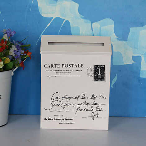 Caja de correo de Metal Vintage para decoración del hogar, buzón de correo de hojalata con letras de periódico, resistente al agua, cierre de jardín, 8 colores,White