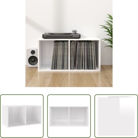 Caja de discos vinilo -  Caja para discos vinilo madera contrachapada blanco 71x34x36cm