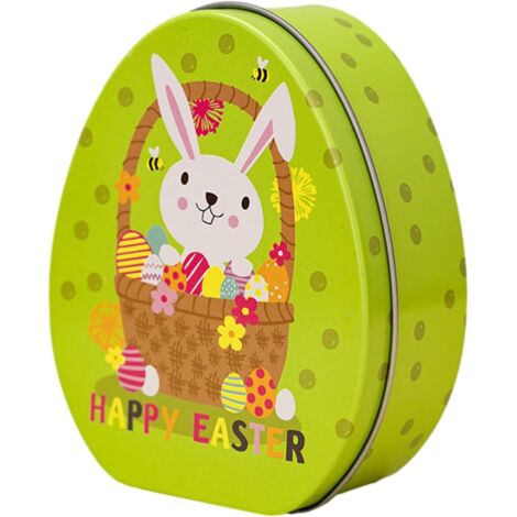 Caja de dulces con diseño de conejo de dibujos animados, caja de dulces de Pascua, caja de dulces de conejito de Pascua, caja de galletas de hierro portátil, caja de regalo para niños, recuerdos de fi