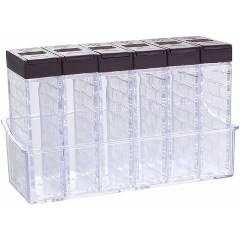 Caja de especias de plástico, recipiente de almacenamiento transparente, tarro agitador de condimentos para cocina
