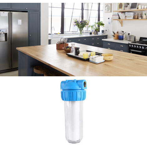 Caja de filtro de agua de 10 pulgadas fabricada en material transparente con una conexión de filtro de bronce de 1 pulgada para eliminar impurezas.