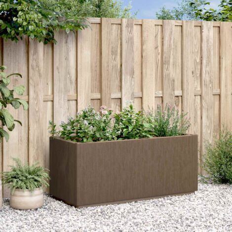 Caja de Flores de Jardín Marrón 80 x 36 x 35 cm PP