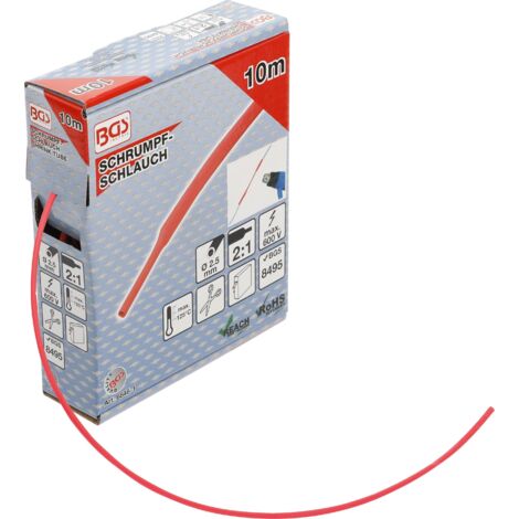 Caja de fundas termorretráctiles  rojo  Ø 2,5 mm  10 m