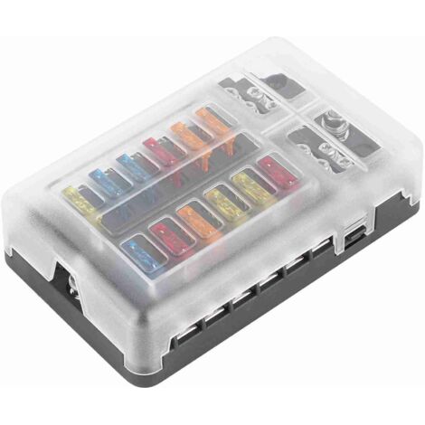Caja de fusibles de 12 circuitos con indicador LED - para automóviles, barcos y vehículos MNI