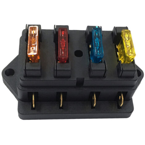 Caja de fusibles de 4 vías para vehículos, bloque de circuitos con 4 fusibles estándar, protección eléctrica