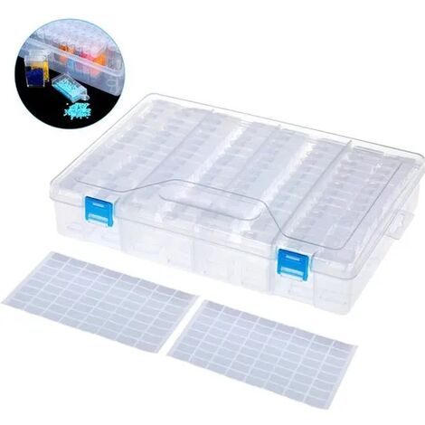 Caja de gama de diamantes de plástico transparente con compartimento 112 Pack