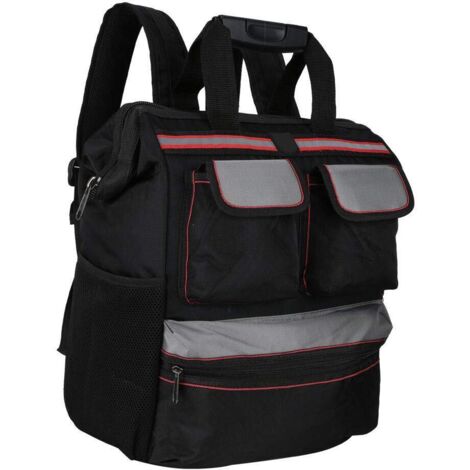 Caja de herramientas, bolsa de herramientas de tela Oxford, bolsa multifuncional para guardar herramientas de reparación, mochila para electricistas (negra)