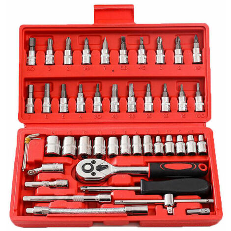 Caja de herramientas Caja de herramientas de 46 piezas para hombres, mujeres, casa y reparación del hogar, caja de herramientas completa para bricolaje