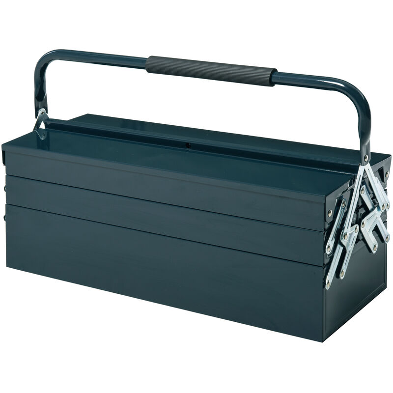 

Durhand - Caja de Herramientas de Acero Plegable Portátil con 5 Compartimentos y Mango de Transporte para Taller Bricolaje 57x21x41 cm Verde - Verde