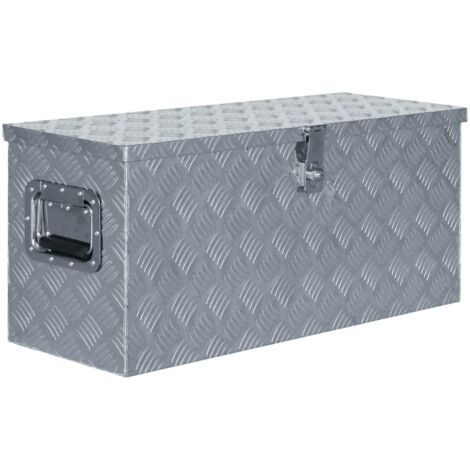 Caja de herramientas de aluminio plateada cofre de almacenamiento caja de herramientas 80 x 30 x 35 cm plata 020003208
