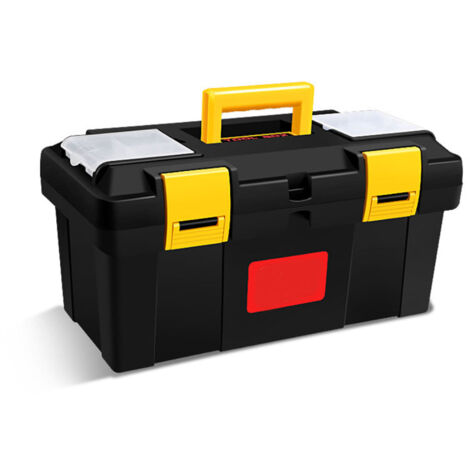 Caja de herramientas multifuncional para el hogar, grande, mediana y pequeña, portátil, para electricistas, reparación de automóviles, caja de almacenamiento Black Warrior de 18".