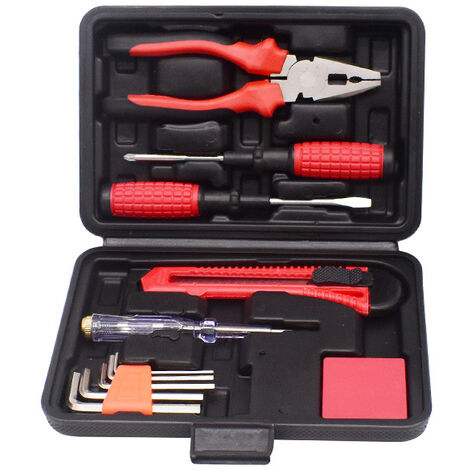 Caja de herramientas para el hogar de 11 piezas, alicates de alambre, martillo, destornillador, juego de mantenimiento de electricista, 011011
