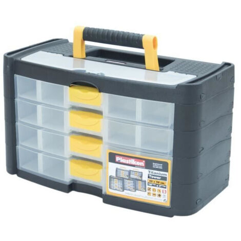 Caja de herramientas - Plastiken - 90004NEGRA - 4 pequeños cajones - Titanium - De plástico