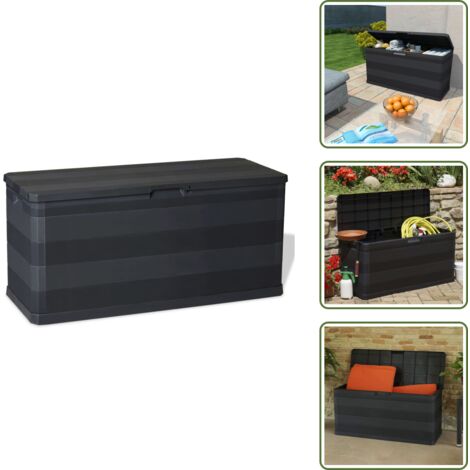 Caja de herramientas - vidaXL Caja de almacenamiento de jardín negra 117x45x56 cm - Caja de almacenamiento de cojines