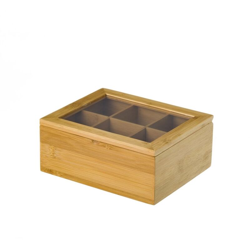 

Caja de infusiones de bambú marrón con 6 compartimentos nórdica de 9x18x22 cm