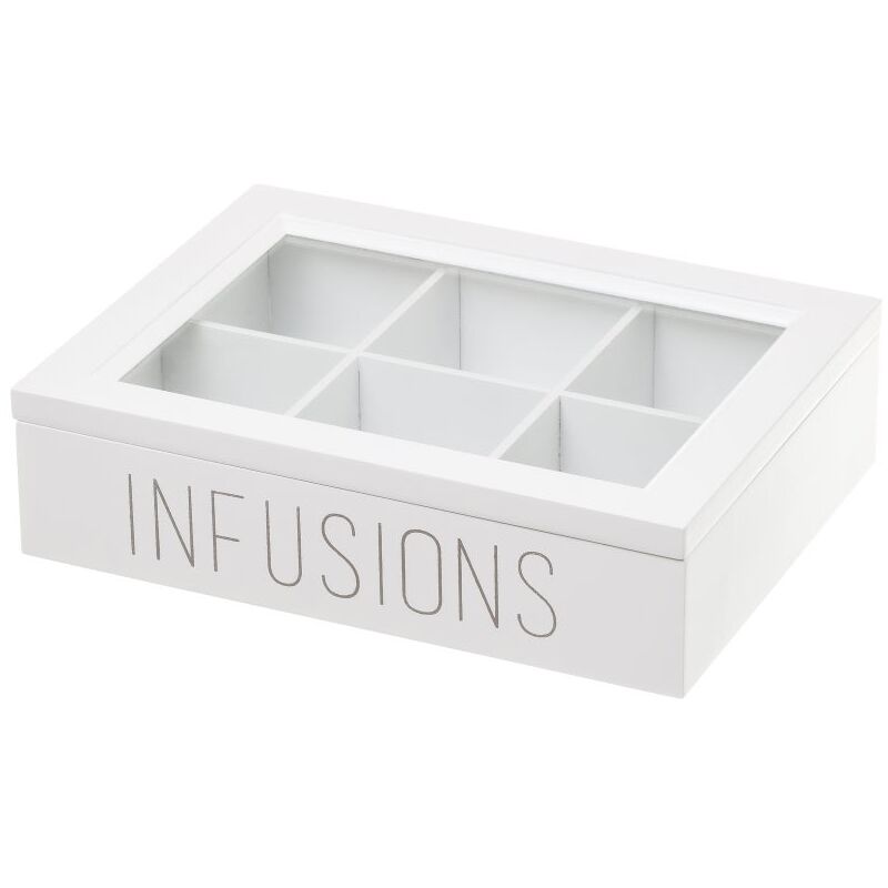 

Caja de infusiones de madera blanca de 18x6x24 cm