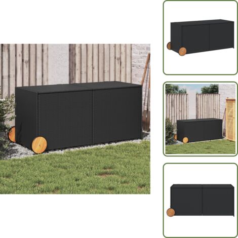 Caja de jardín con ruedas - vidaXL Caja de almacenaje jardín con ruedas ratán sintético negro 283L - Caja de almacenaje impermeable