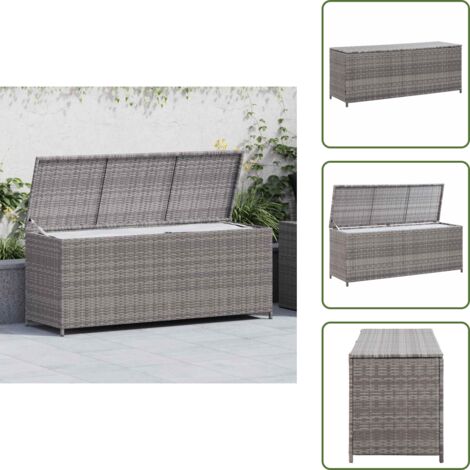 Caja de jardín gris - vidaXL Caja de almacenaje de jardín ratán sintético gris 150x50x60 cm - Caja de almacenamiento exterior