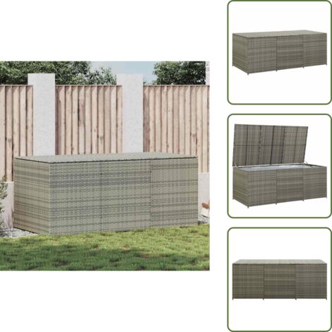 Caja de jardín gris - vidaXL Caja de almacenaje de jardín ratán sintético gris 180x90x70 cm - Caja de jardín con forro