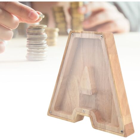 [Caja de joyas] Caja de tesoros DIY hecha de madera de abedul y plástico, letra A, transparente, cambiador decorativo para niños