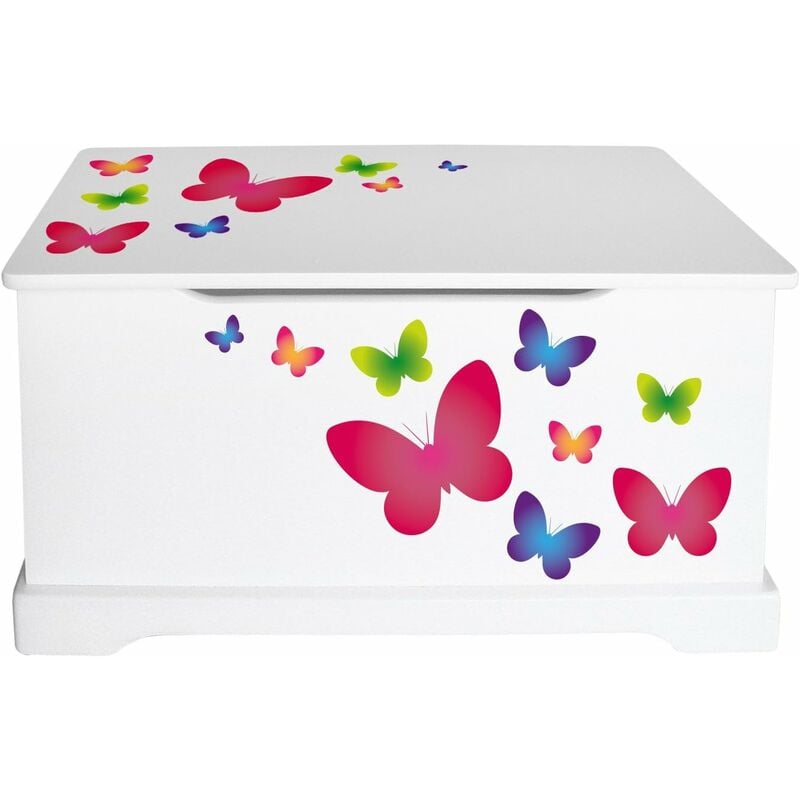 

Caja de juguetes de madera: Mariposas Coloridas