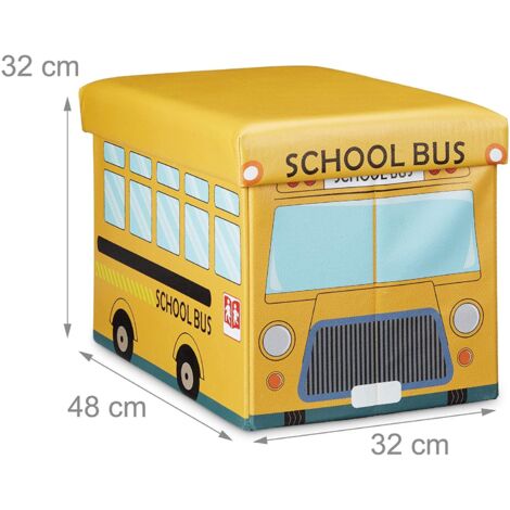Caja de juguetes de material sintético tapa de caja taburete otomano plegable para niños amarillo 1300007814