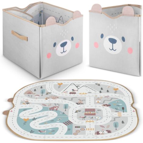 Caja de juguetes y tapete Nukido NK-408 - Gris