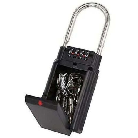 Caja de llaves con código negro, caja de seguridad con combinación, almacenamiento seguro para llaves de acceso seleccionadas.