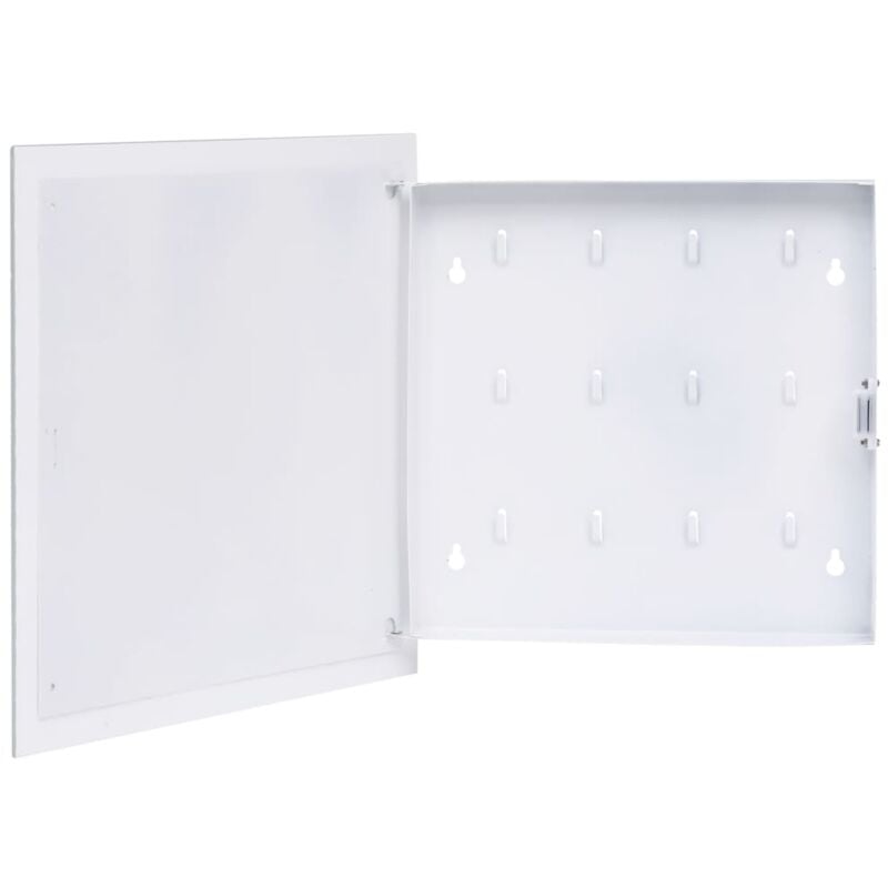 

vidaXL Caja de llaves con tablero magnético blanca 35x35x5,5 cm - Blanco