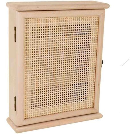 Caja de llaves de madera y rejilla marrón 24x7.5x30