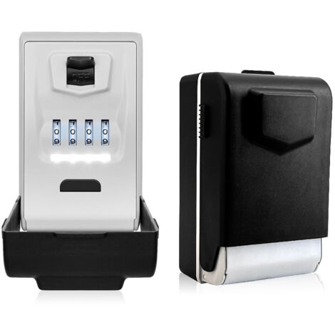 Caja de llaves de seguridad para exteriores [retroiluminada], grande, impermeable, para montar en la pared, gris