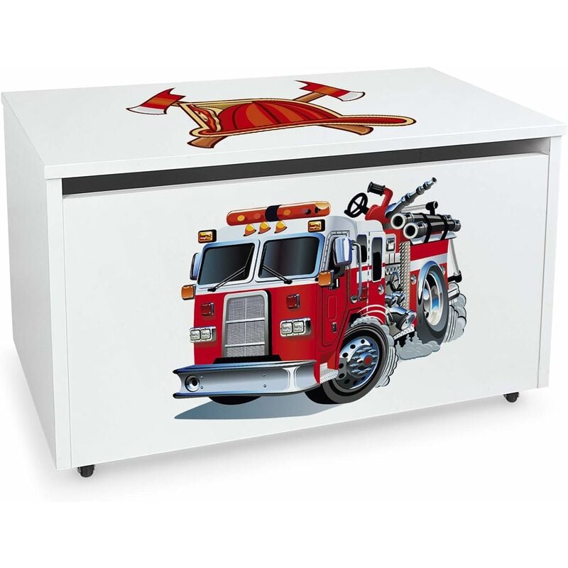 

Caja de madera blanca móvil, Motivo: Bombero Pequeño