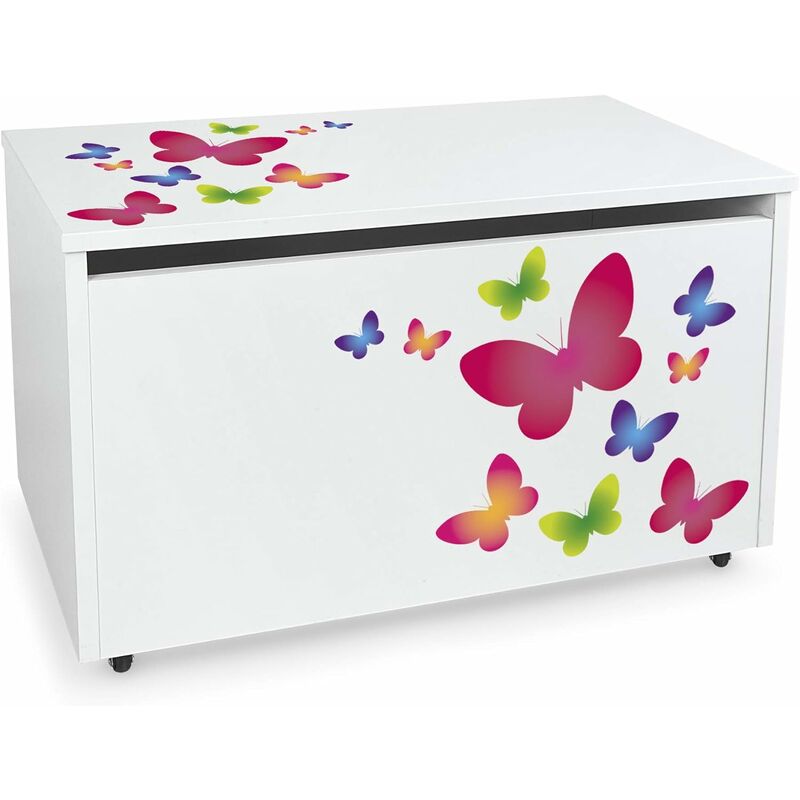 

Caja de madera blanca móvil, Motivo: Mariposas