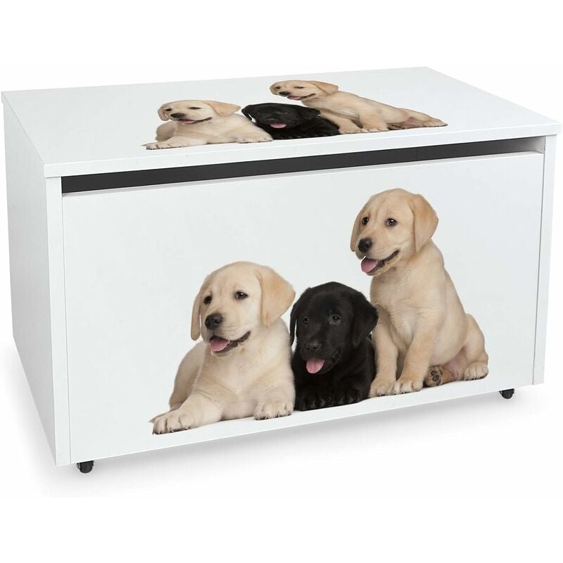 

Caja de madera blanca móvil, Motivo: Mis Perros