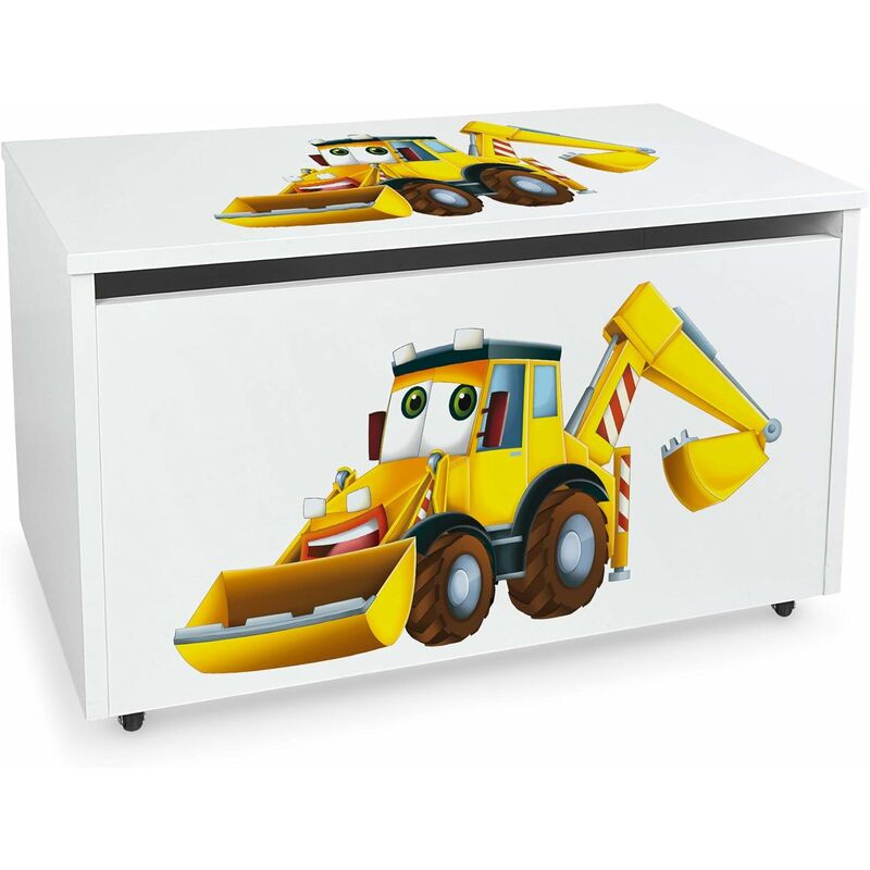 

Caja de madera blanca móvil, Motivo: Señor Excavador