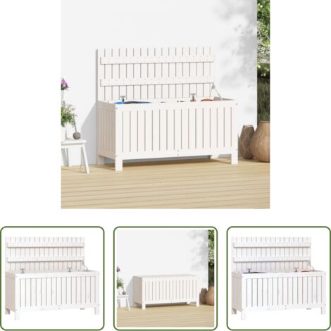 Caja de madera -  Caja de almacenaje jardín madera de pino blanco 108x42,5x54 cm