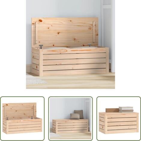 Caja de madera -  Caja de almacenaje madera maciza de pino 89x36,5x33 cm