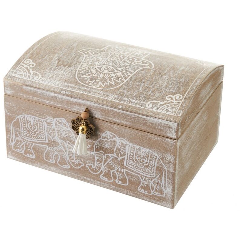 

Caja de madera MDF baúl blanca y natural de 24x17x14 cm