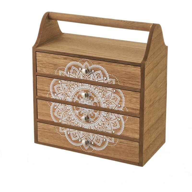 

Caja de madera MDF costurero mandala marrón y blanca de 25x13x28 cm