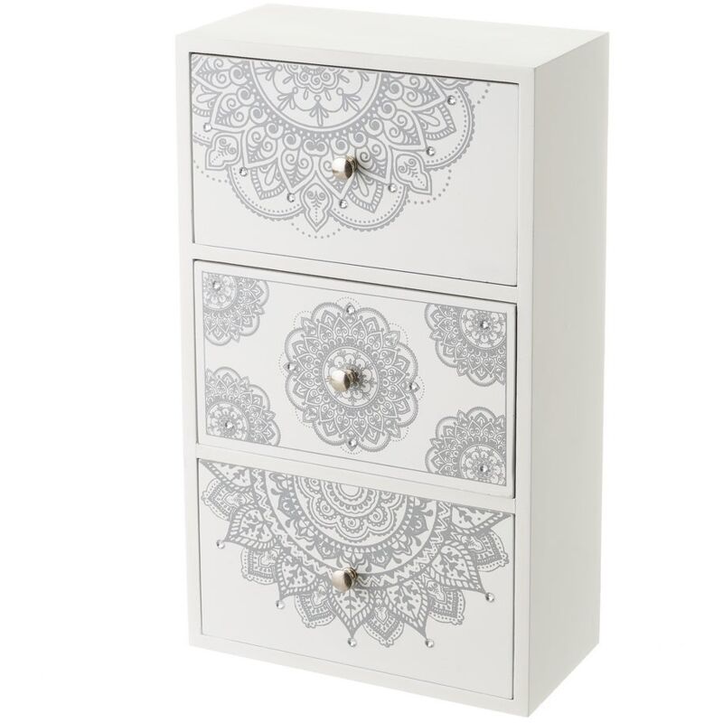 

Caja de madera MDF organizadora de mandala blanca de 19x10x33 cm