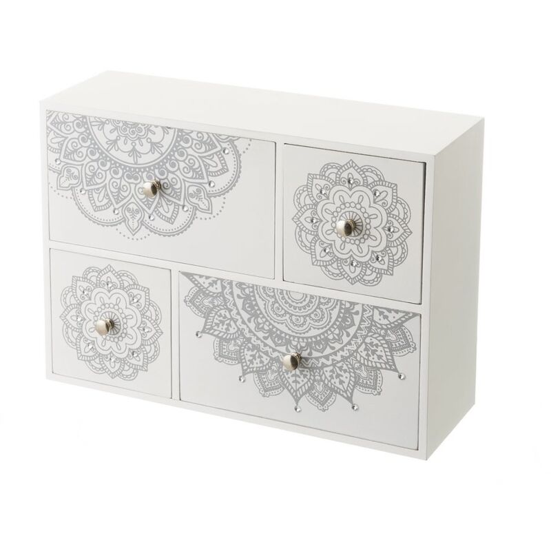 

Caja de madera MDF organizadora de mandala marrón y blanca de 19x10x33 cm