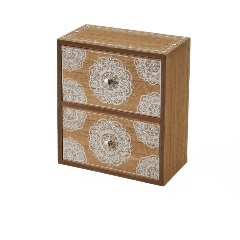 

Caja de madera MDF organizadora mandala marrón y blanca de 19x10x21 cm