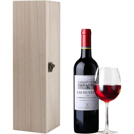 Caja de madera para botellas de vino, caja de madera con tapa, caja de madera natural para vino, caja rectangular de madera, caja para vino, 35 x 10 x 10 cm